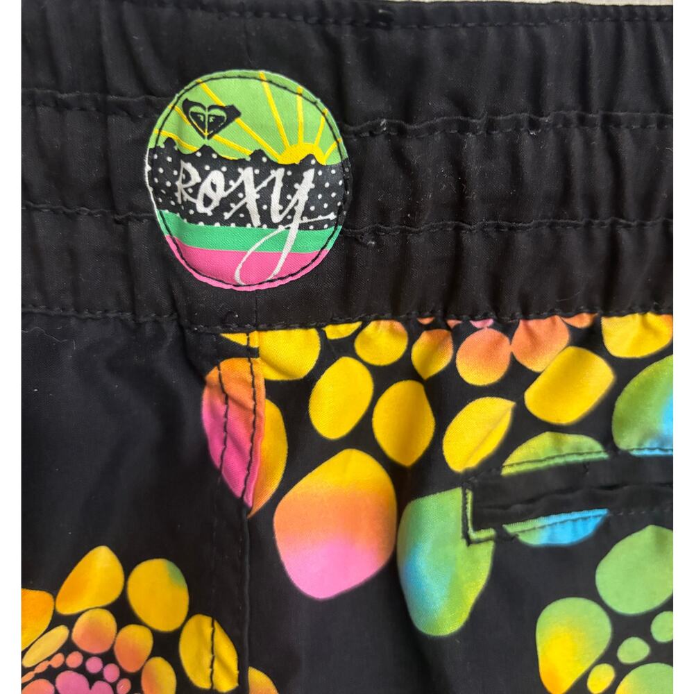 Roxy Board Shorts Women Size 3 Black Multicolor Surf Swim Elastic Waist EUC - Picture 7 of 9